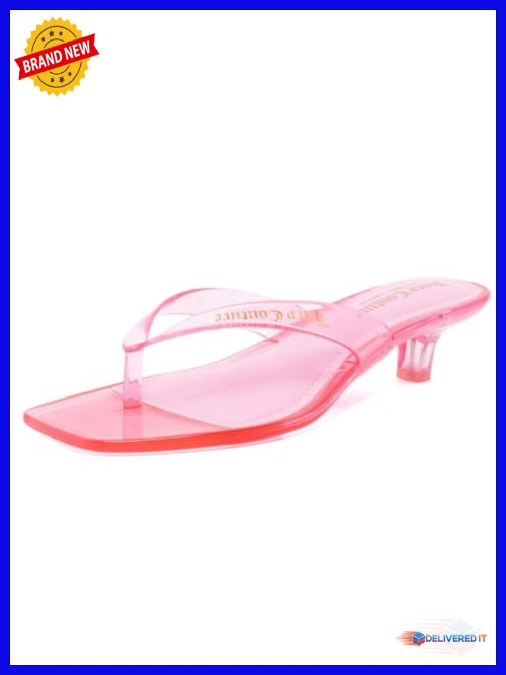 Clear Strap Heeled Slide Sandals, Open Toe Mules with Kitten Heel